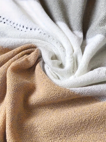 Megztinis su V kaklu, spalvų blokų dryžiai, poliesterio audinys, 3/4 rankovės, elegantiškas stilius