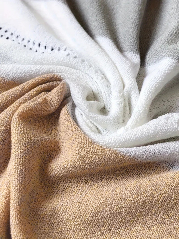 Megztinis su V kaklu, spalvų blokų dryžiai, poliesterio audinys, 3/4 rankovės, elegantiškas stilius