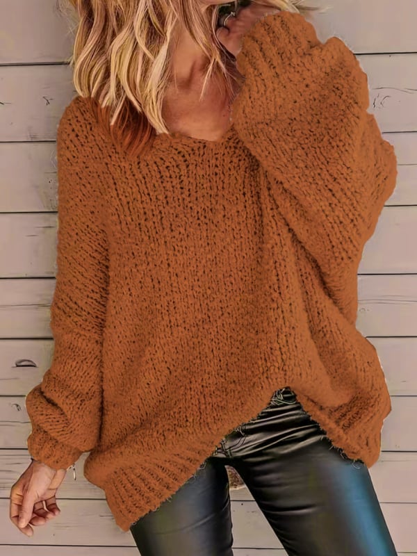 Moteriški megztinis su V formos kaklu, ilgos rankovės, įprasto ilgio, 95% poliesteris, žiema 2024