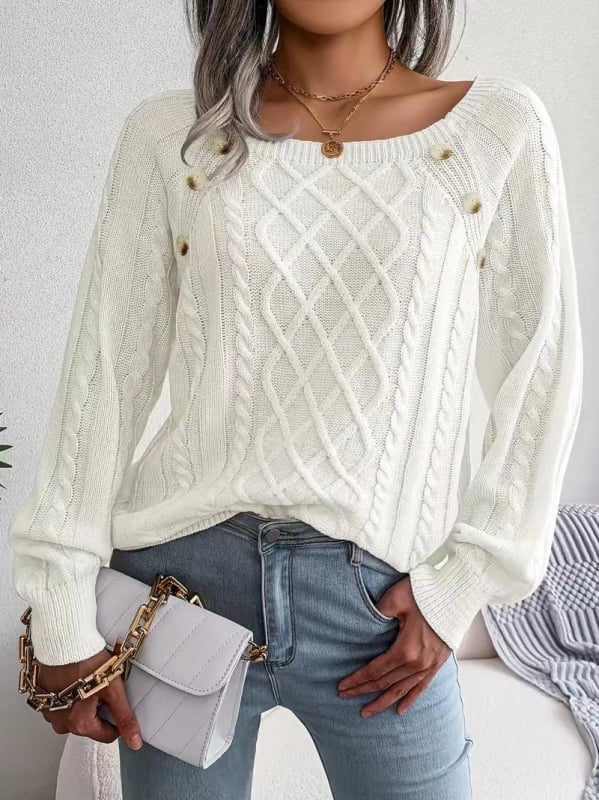 Moteriškas megztinis su mygtukais, poliesteris ≥95%, ilgos Raglan rankovės, apvali kaklo linija, vidutinio storio