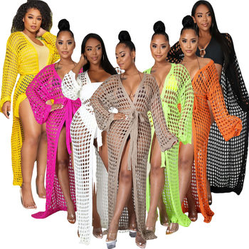 Paplūdimio suknelė su megzto kardiganu, apsauga nuo saulės UPF30+, batwing rankovės, 3/4 ilgio, 50–70% spandeks