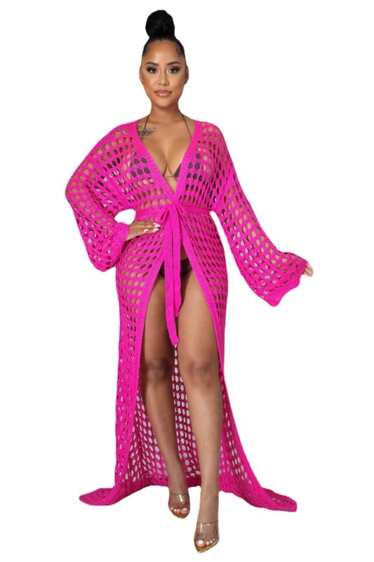 Paplūdimio suknelė su megzto kardiganu, apsauga nuo saulės UPF30+, batwing rankovės, 3/4 ilgio, 50–70% spandeks