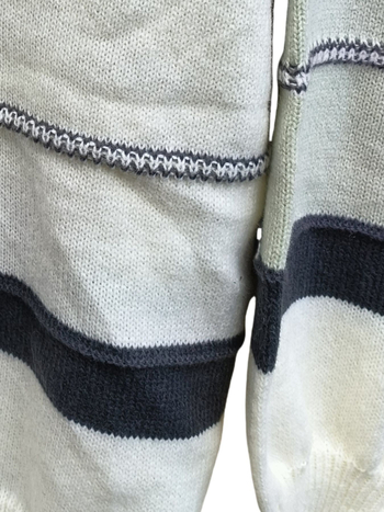 Moteriškas dryžuotas megztinis, poliesteris, V formos kaklas, ilgos rankovės, žiemos kolekcija 2024