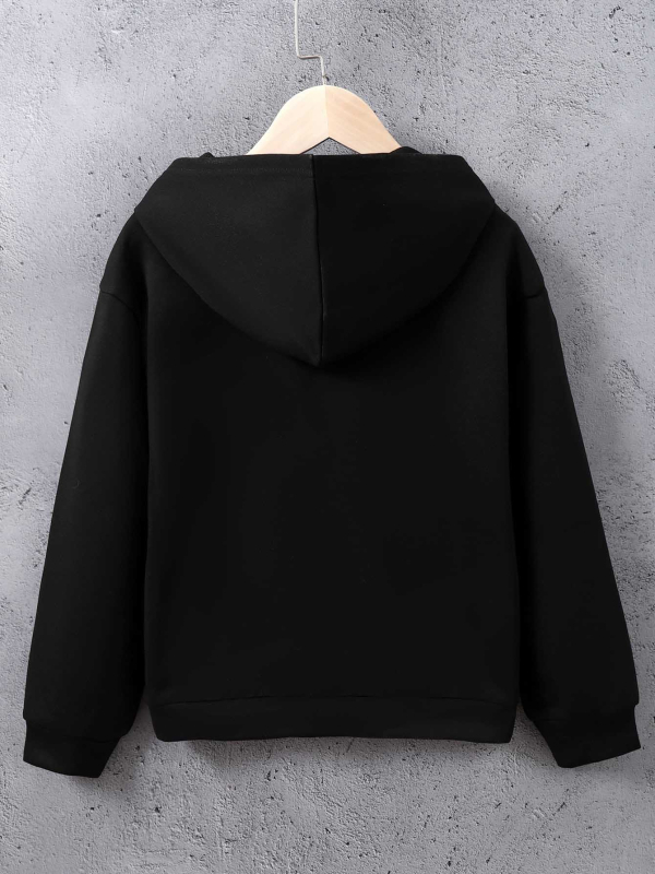 Παιδικό unisex φούτερ με κουκούλα και κέντημα καρδιάς, κορεάτικο στυλ, 100% πολυεστέρας.