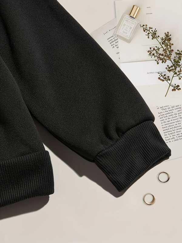 Hanorac damă cu glugă, imprimeu floral dublu, croială lejeră, mâneci lungi, poliester