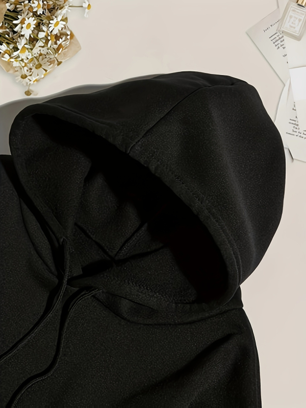 Hanorac damă cu glugă, imprimeu floral dublu, croială lejeră, mâneci lungi, poliester