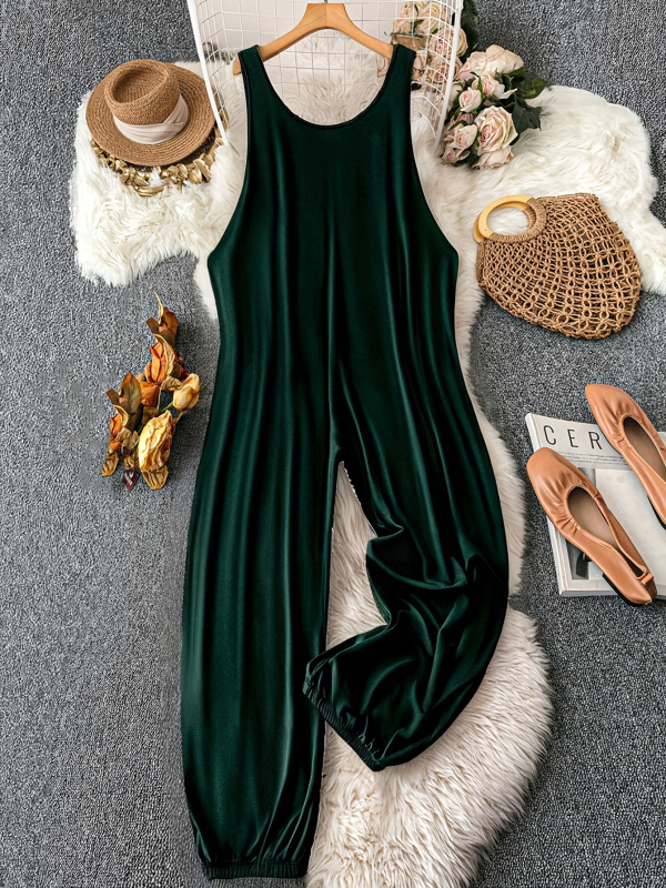 Дамски комплект панталони със презрамки, плетена полиестерова материя, прави панталони, пролет 2025