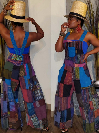 Гащеризон с презрамки – Bohemian печат, полиестер, свободен силует, средна талия, лято 2022