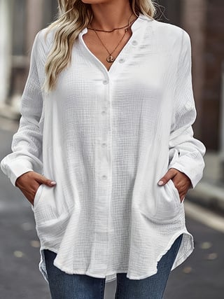 Moteriška poliesterio palaidinė laisvo kirpimo, apykaklė su reveru ir kišenė, japoniško-koreietiško laisvalaikio stilius