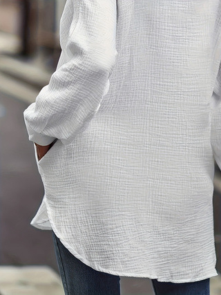 Moteriška poliesterio palaidinė laisvo kirpimo, apykaklė su reveru ir kišenė, japoniško-koreietiško laisvalaikio stilius