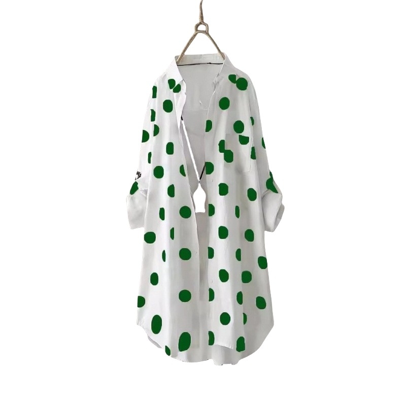 Jachetă lungă în stil cămașă, dungată, guler de cămașă, mâneci lungi, croială lejeră, protecție solară