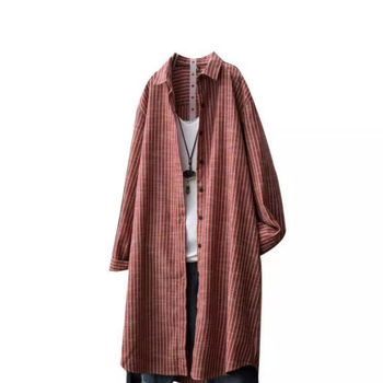 Svītrainā krekla jaka, kardigāna stils, brīvs siluets, garas piedurknes, poliestera-kokvilnas maisījums (<30% kokvilnas)