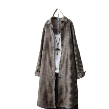 Svītrainā krekla jaka, kardigāna stils, brīvs siluets, garas piedurknes, poliestera-kokvilnas maisījums (<30% kokvilnas)