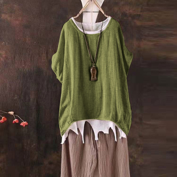 Moteriškas šifono topsas, puloverio stiliaus, crinkle tekstūra, 3/4 rankovės, poliesteris 95%+