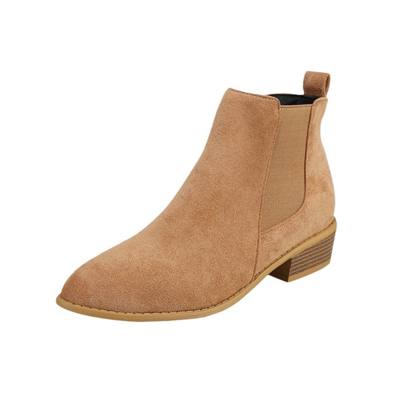 Cizme Martin pentru femei - stil britanic, PU partea superioară, talpă din cauciuc, vârf ascuțit, toc gros 3–5 cm, fermoar pe lateral, gambă scurtă