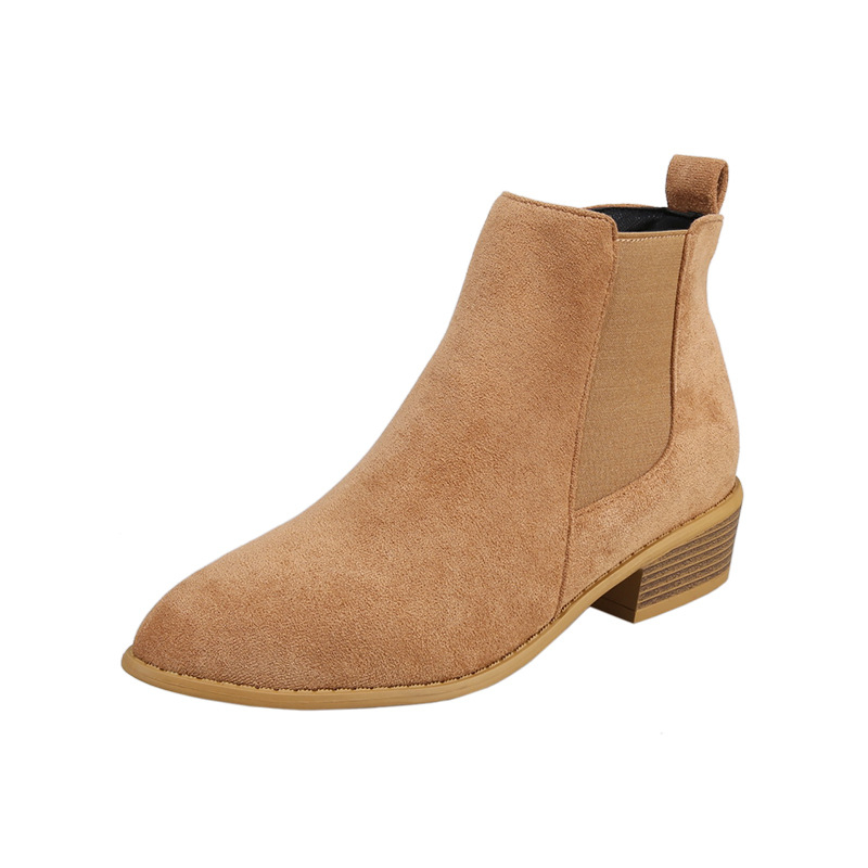Cizme Martin pentru femei - stil britanic, PU partea superioară, talpă din cauciuc, vârf ascuțit, toc gros 3–5 cm, fermoar pe lateral, gambă scurtă