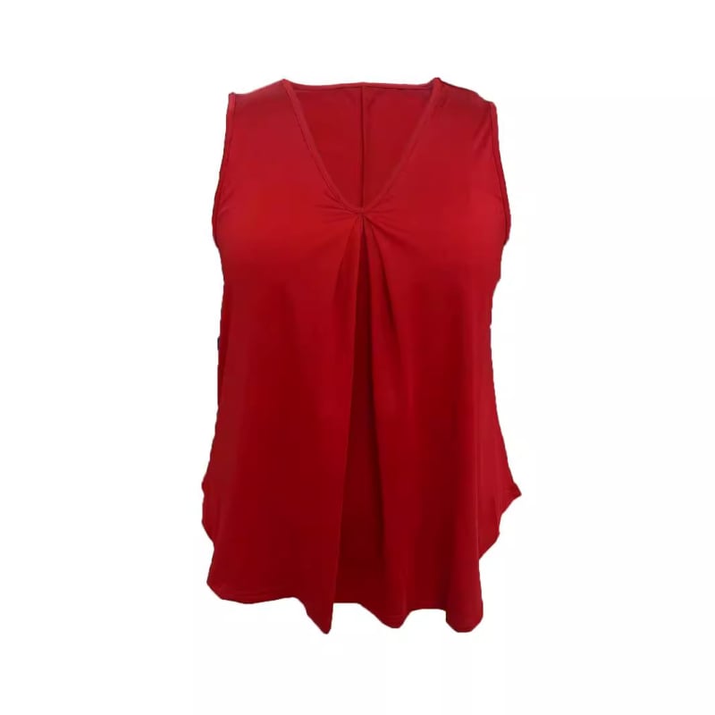 Be rankovių V kaklo topas, vientisas raštas, pieno šilkas audinys, poliesteris 95%+, elastanas <30%, vidutinio ilgio 65–80 cm, vasara 2024