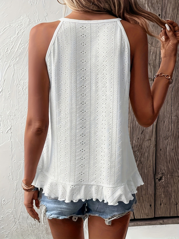 Moteriška megztinė be rankovių su petnešėlėmis, geometrinis raštas, poliesterio audinys 95%+, įprastas modelis