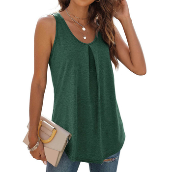 Тениска без ръкави, кръгла яка, памучна материя, прилягащ силует