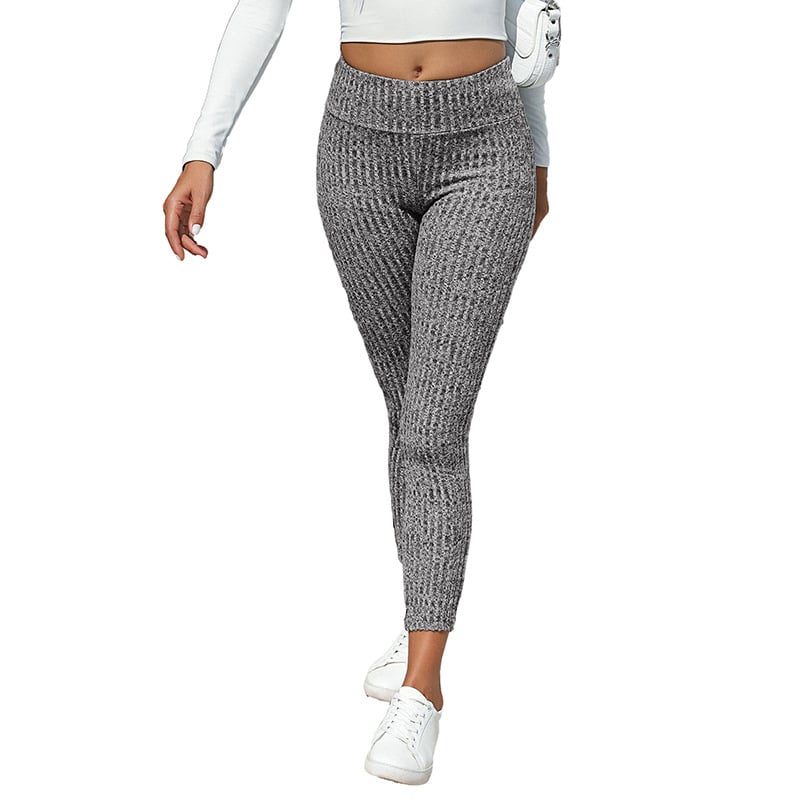 Moterų aukšto liemens aptemptos leginsai, poliesterio-elastano mišinys, vidutinio tankio audinys