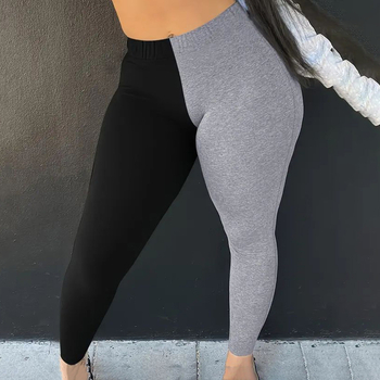 Moterų leginsai su aukštu liemeniu, didelis elastingumas, poliesterio audinys, koliažo dizainas