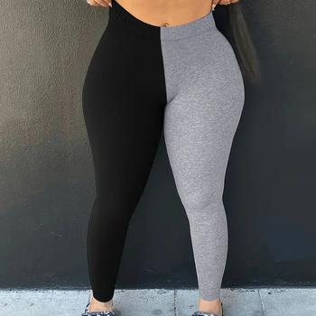 Moterų leginsai su aukštu liemeniu, didelis elastingumas, poliesterio audinys, koliažo dizainas