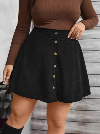 Corduroy φούστα μικρού μήκους σε Α-γραμμή με λεπτομέρειες κολάζ, πολυεστέρας 95%+