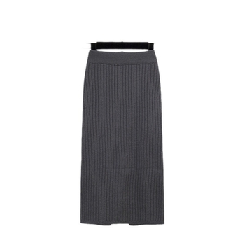 Moteriška megzta midi sijona su klubų dengiančiu siluetu, vienalytė spalva, flocking tekstūra, viskozės pluoštas, mikroelastingumas