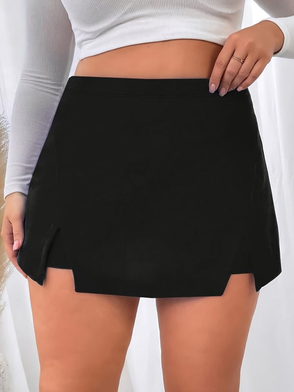 Culottes iš poliesterio, 3/4 ilgio, mikroelastingumas, išpjova detalė, 95% poliesterio