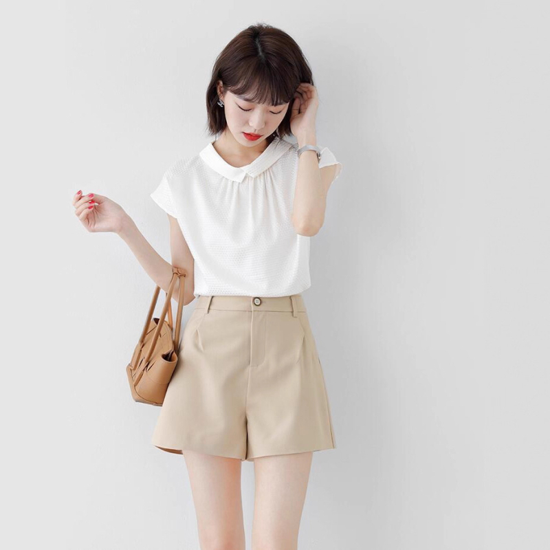 Kasdieninės moterų aukšto juosmens, tiesaus kirpimo kelnės — poliesterio-viskozės mišinys, 50–70% poliesterio, vasara 2025