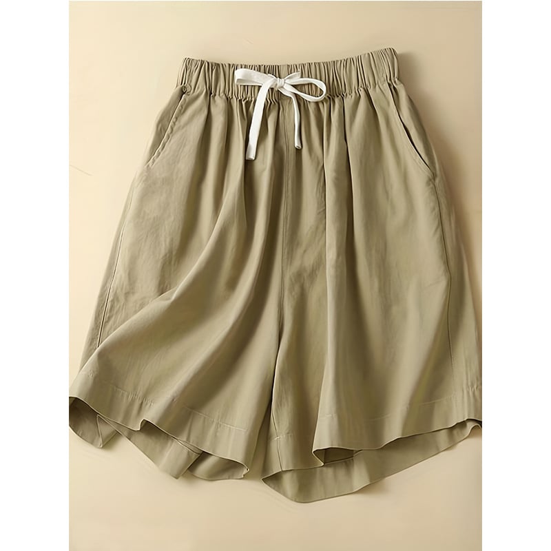 Moteriški poliesterio šortai, vidurio juosta, cropped ilgis, mikroelastiniai, vidutinio tankio