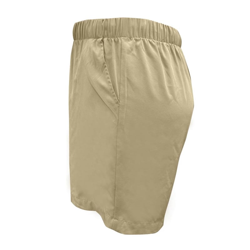 Moteriški poliesterio šortai, vidurio juosta, cropped ilgis, mikroelastiniai, vidutinio tankio