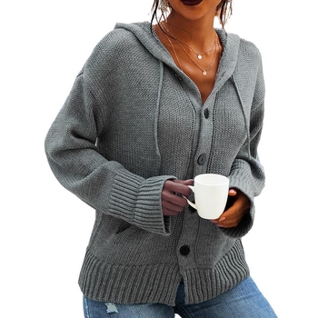 Alpakagyapjú kapucnis kardigán, laza szabás, hosszú ujjú