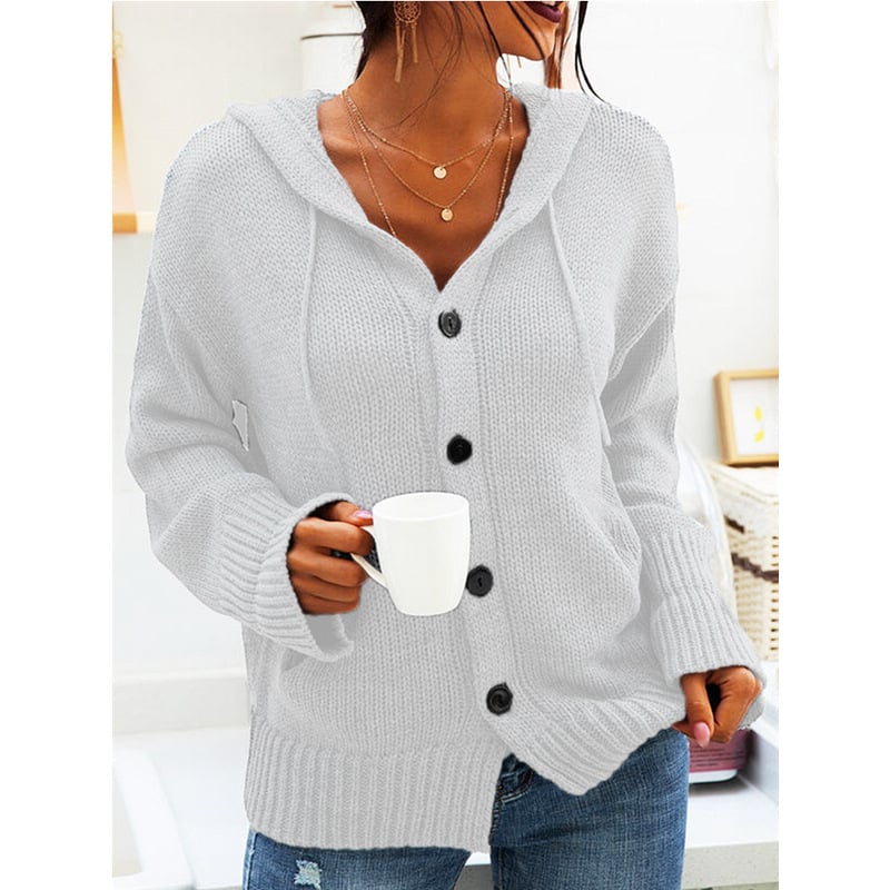 Alpakagyapjú kapucnis kardigán, laza szabás, hosszú ujjú