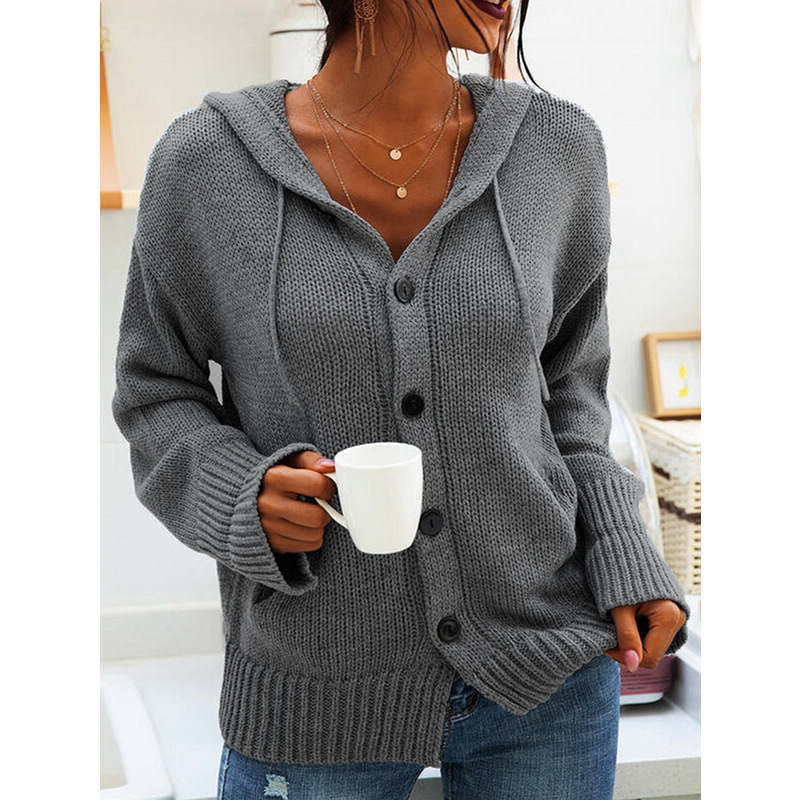 Alpakagyapjú kapucnis kardigán, laza szabás, hosszú ujjú