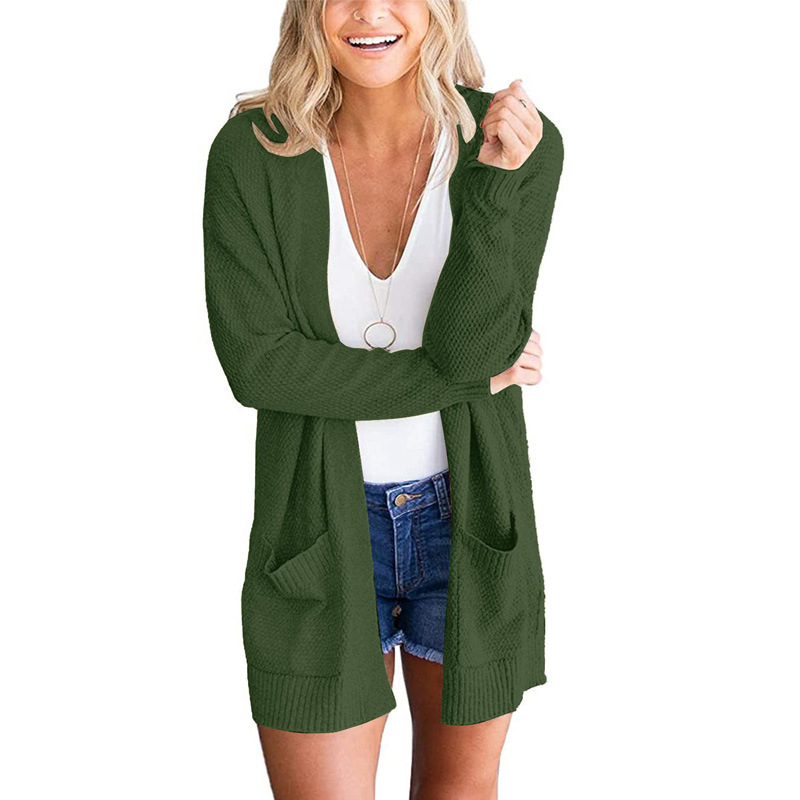 Cardigan lejer, mâneci lungi, guler semi-deschis, fibră acrilică