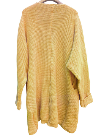 Poliesterio megztinis kardiganas, ilgomis rankovėmis, atvira apykaklė, laisvas kirpimas, ilgis 80–100 cm