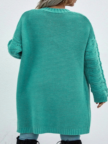 Moteriškas kardiganas iš poliesterio, ilgomis rankovėmis, ilgas siluetas, elegantiškas stilius