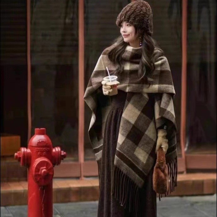 Unisex languotas pončo švarkas su kutais - šiltas, visoms metų laikams