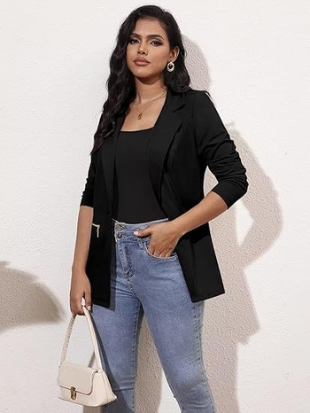 Női blézer elöl cipzárral, laza szabású, poliészter anyag, zakó-stílusú gallér, őszi 2024