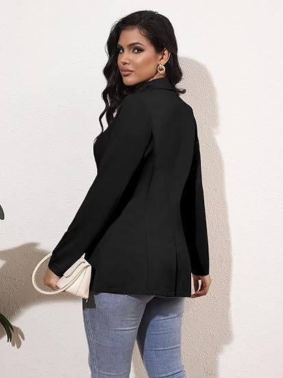 Női blézer elöl cipzárral, laza szabású, poliészter anyag, zakó-stílusú gallér, őszi 2024