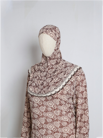 Αμπάγια με φλοράλ εκτύπωση, μακρύ φόρεμα με μακριά μανίκια, Ice Silk ύφασμα, πολυεστέρας-σπάντεξ ανάμειξη