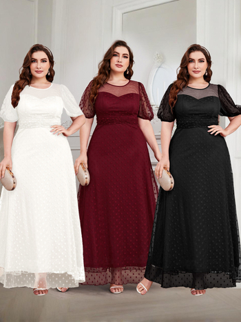 Φόρεμα κουμπάρας από σιφόν, μακρύ σε γραμμή Α, στρογγυλό λαιμό, κομψό στυλ, 95% πολυεστέρας