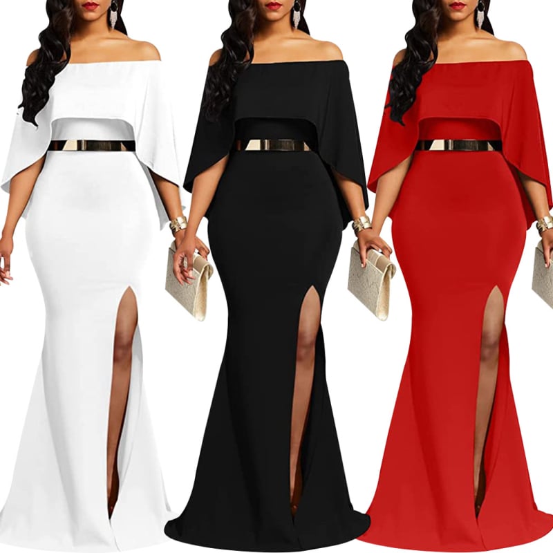 Női ujj nélküli ruha hasítékkal és hosszú szoknyával, nyár 2022, bambuszrost-keverék poliészterrel és elasztánnal