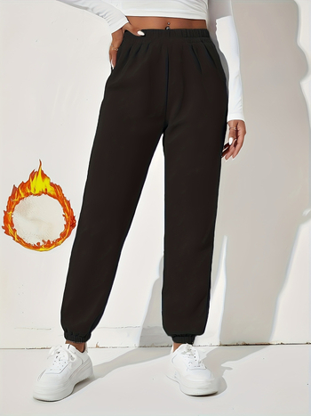 Женски спортни панталони за свободно време, без подплата, 95% полиестер и 5% еластан, за зима-есен-пролет