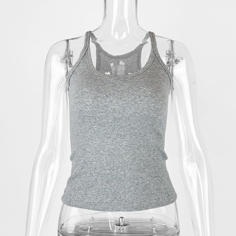 Moterų U-kaklo sling stiliaus viršūnė, dvigubos petnešėlės, medvilnė 95%+, elastanas <30%, ilgis 50-65 cm