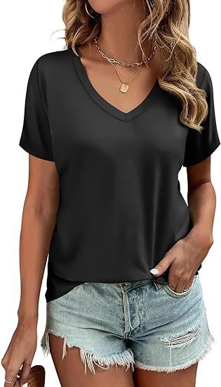 Tricou damă cu decolteu în V, mâneci scurte, croială Slim, poliester și elastan, cristal decorativ