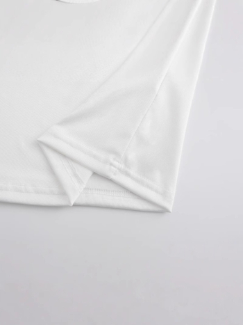 Женска тениска с принт череши, кръгла яка, къс ръкав, прав силует, полиестер-еластан плат