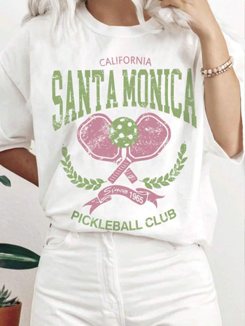 Тениска с кръгло деколте, къс ръкав, полиестер със спандекс, принт с персонаж, свободна кройка