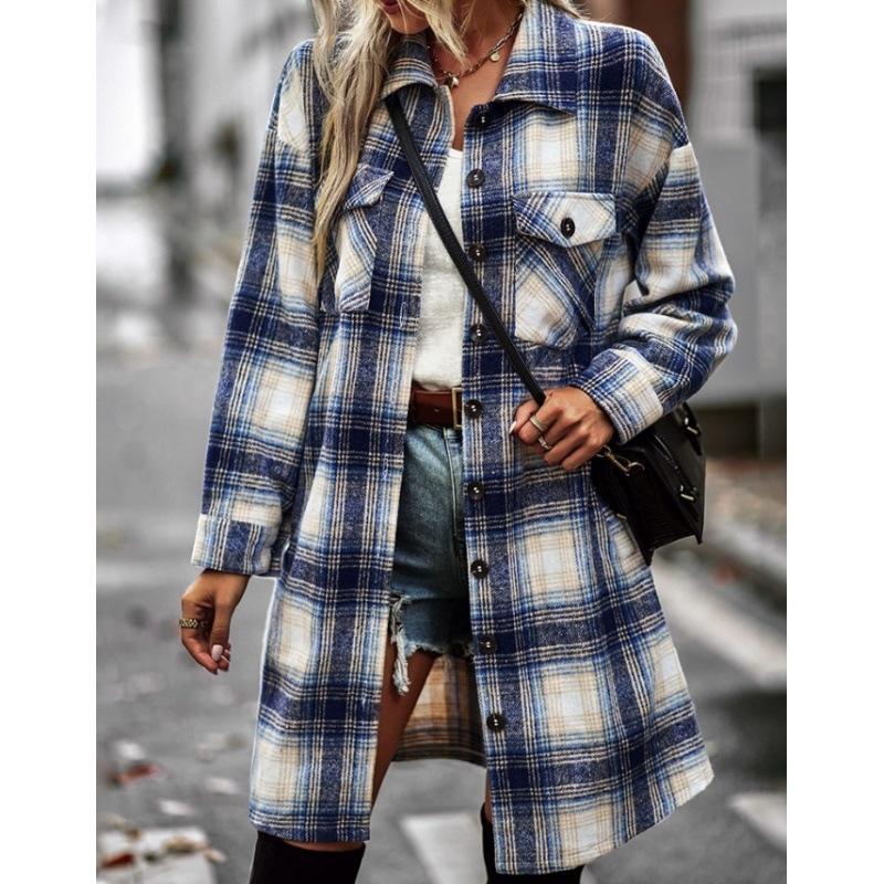 Dryžuotas poliesterio ilgas švarko-palaidinė su apykakle, ilgomis rankovėmis